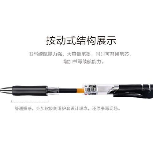 晨光按动中性笔k35学生用水笔签字0.5处方商务高档水性碳素圆珠笔